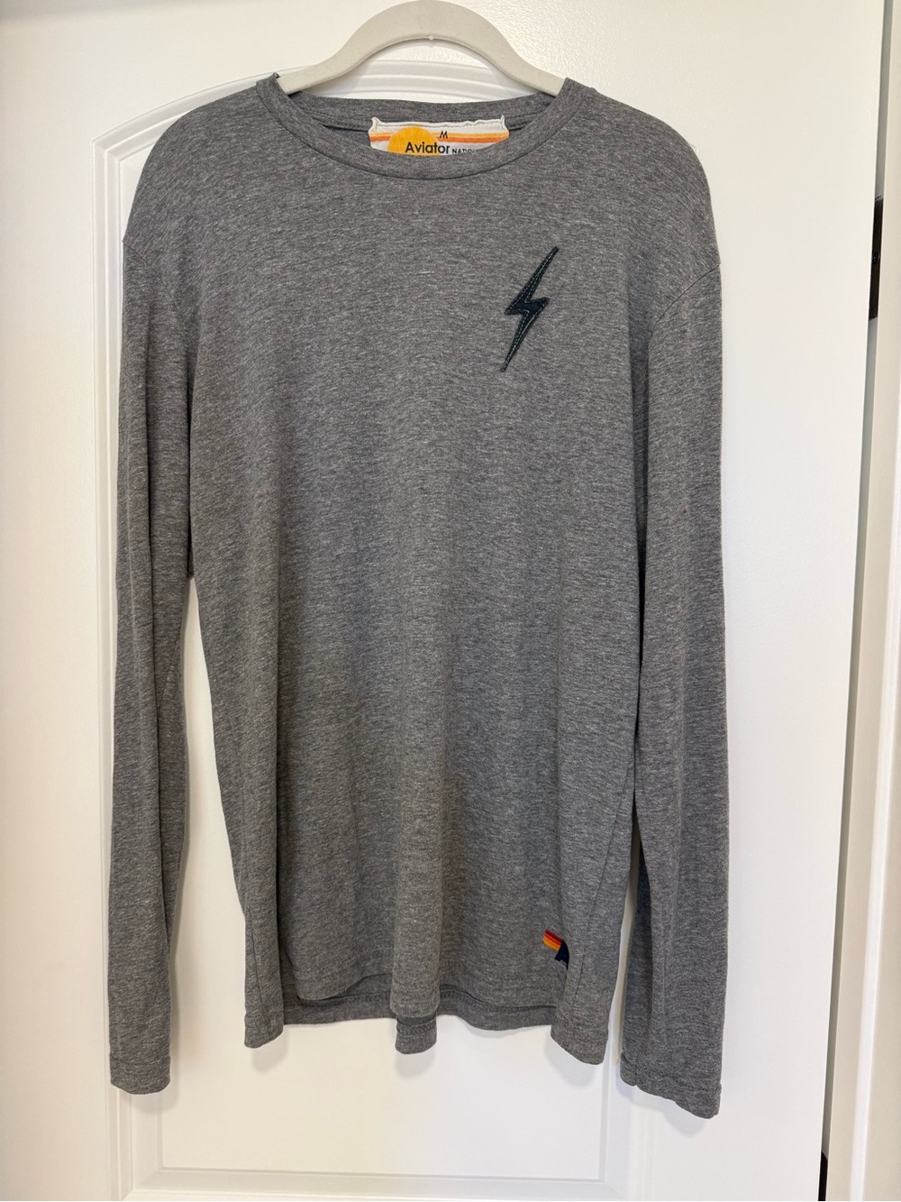 Aviator Nation Grey Bolt Long-Sleeve Crew Neck Shirt